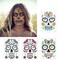 Halloween Temporary Face Tattoos Makeup Kit (13 Pack), Day of the Dead Sugar Skull Floral Black Skeleton Web Red Roses Full Face Mask Stickers Tattoo Families Party Supplies